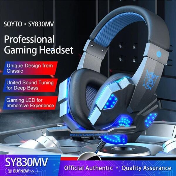 Stereo Gaming Wired  headset  With Microphone and  LED Lighting (Blue) - Image 2