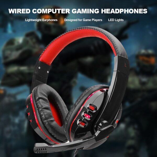 Wired Computer Gaming Headphones With Microphone ( Red ) - Image 4