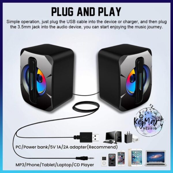 K2053 laptop luminous USB wired mini subwoofer desktop small speaker PC Soundbars - Image 9