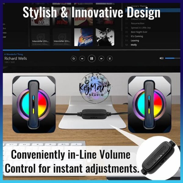 K2053 laptop luminous USB wired mini subwoofer desktop small speaker PC Soundbars - Image 6